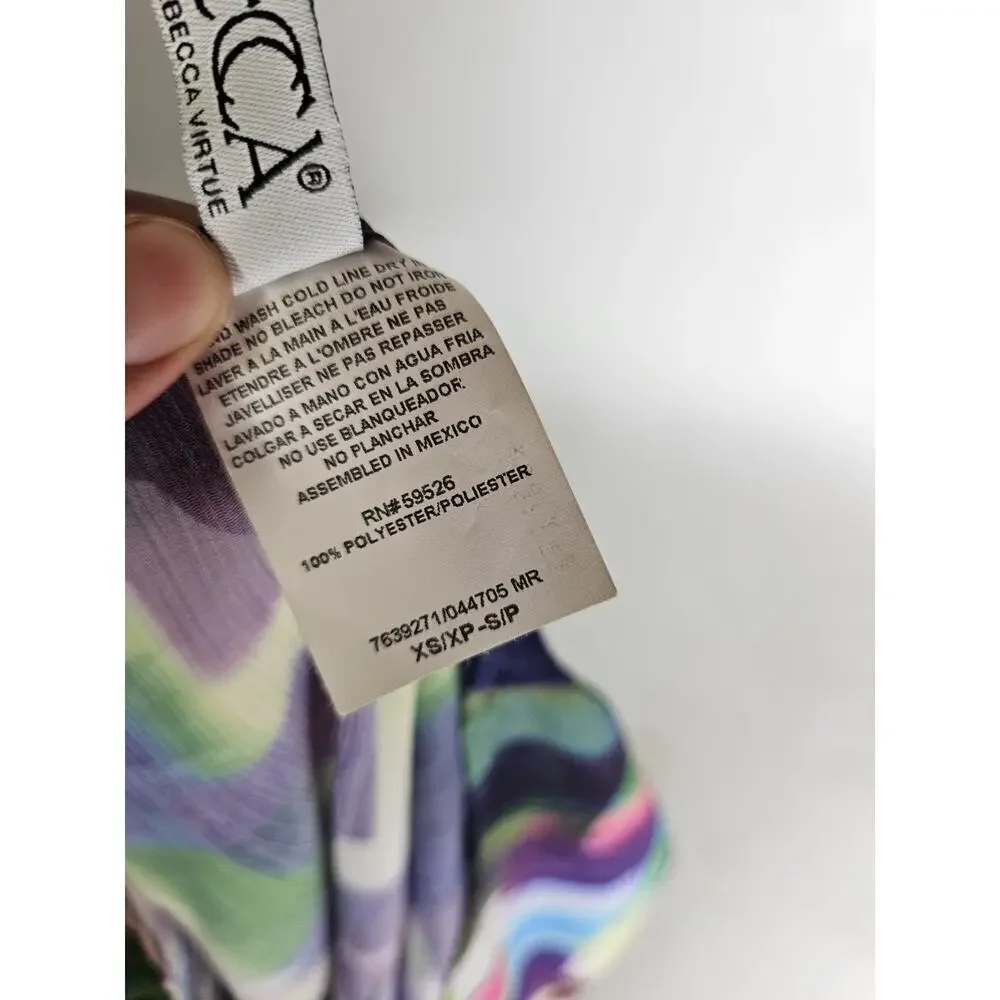 Becca by Rebecca Virtue Womens Purple Semi-Sheer Swim Cover-up SZ XS Pink Green